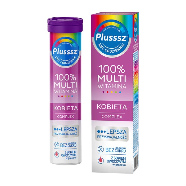 Plusssz 100 Multiwitamina Kobieta Complex tabletki musujące 20 szt