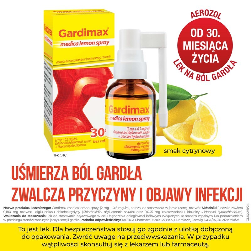 Gardimax Medica Lemon Spray Aerozol Do Stosowania W Jamie Ustnej 30 Ml