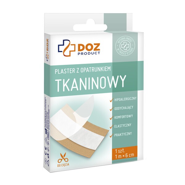 DOZ PRODUCT Plaster Z Opatrunkiem Tkaninowy 1 M X 6 Cm 1 Szt