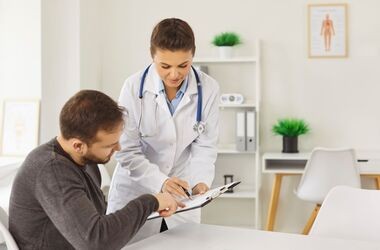 Mężczyzna u u lekarza. Badania kontrolne dla mężczyzn.