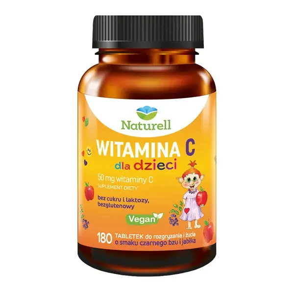 Naturell Witamina C dla dzieci, tabletki, 180 szt., ranking witaminy C, najlepsza witamina C