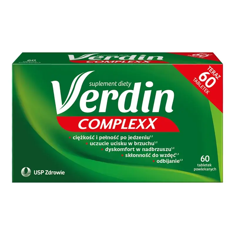 Verdin Complexx,  tabletki powlekane, 60 szt., ranking preparatów na wzdęcia i gazy