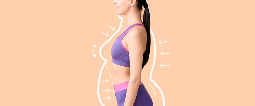 Grafika przedstawaiająca utratę wagi przez kobietę