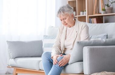 Kobieta cierpiąca na ból stawów kolanowych. Gorączka reumatyczna. 