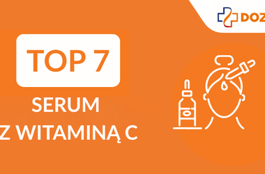 Napis TOP7 serum z witaminą C oraz kontur postaci kobiecej nakładającej serum. Ranking serum z witaminą C. 