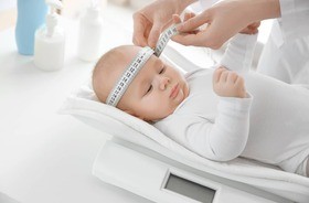 pediatra mierzy główkę dziecku