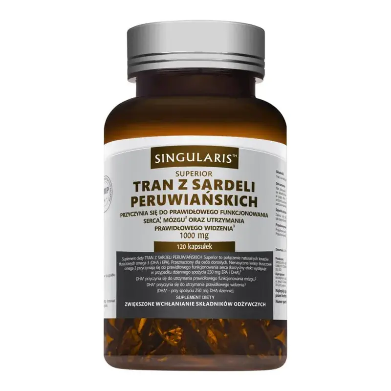 olej rybi Singularis Tran z sardeli peruwiańskich 1000 mg, kapsułki, 120 szt., ranking olejów rybich i tranów