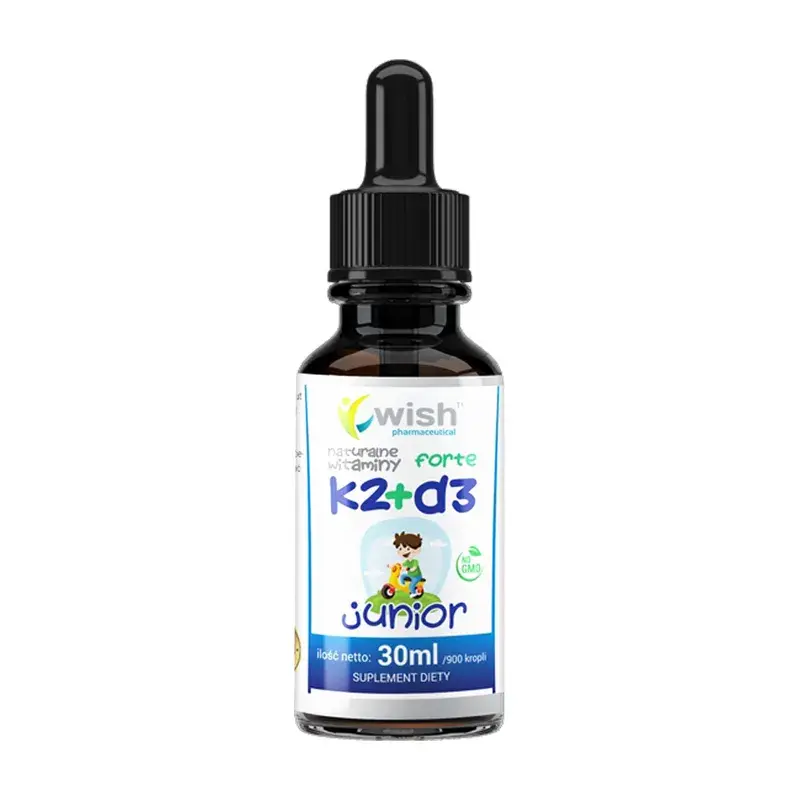 witamina D dla dzieci, Wish Naturalna Witamina K2 + D3 Forte Junior, krople, 30 ml, ranking witaminy D dla dzieci