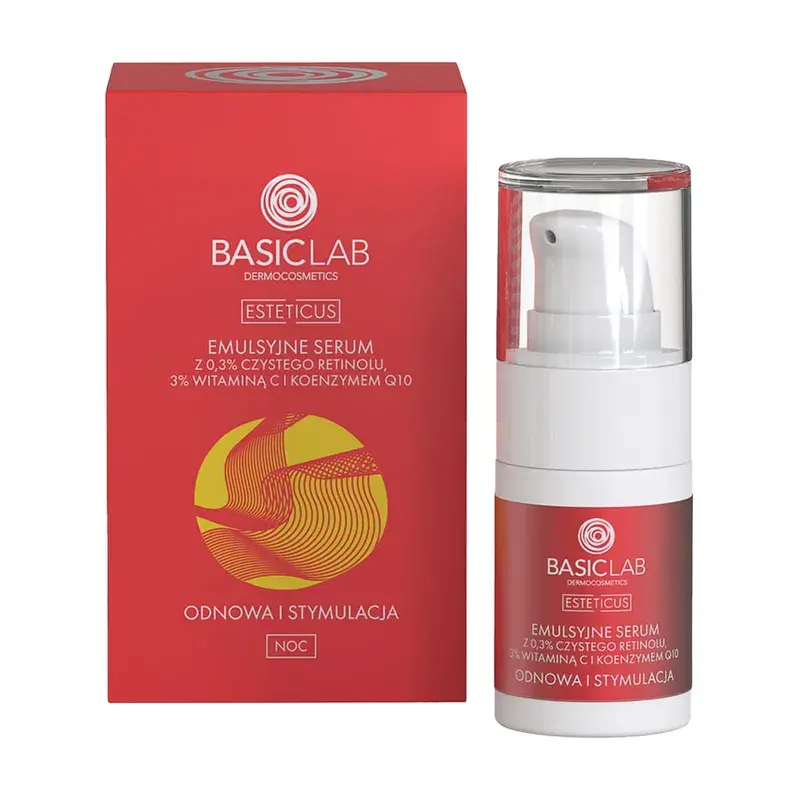 BasicLab Esteticus, serum z 0,3% retinolu, 3% witaminą C i koenzymem Q10, 30 ml