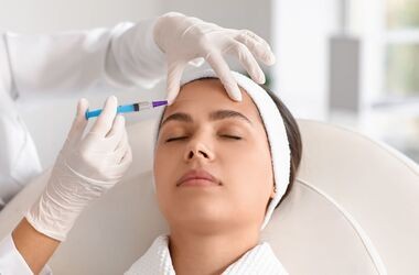 zabiegi z kwasem hialuronowym, kwas hialuronowy na zmarszczki, zabieg z kwasem hialuronowym, lekarz wykonuje zastrzyk z kwasem hialuronowym