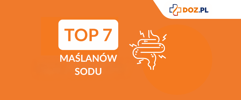 napis "TOP7 maślanów sodu" i symboliczna grafika jelit. Ranking maślanów sodu 2025, najlepszy maślan sodu, maślan sodu ranking