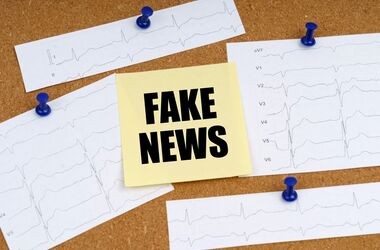 karteczka z napisem "fake news" na tablicy korkowej, jak się chronić przed dezinformacją medyczną