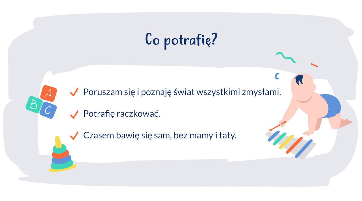 infografika rozwój dziecka w 10. miesiącu życia