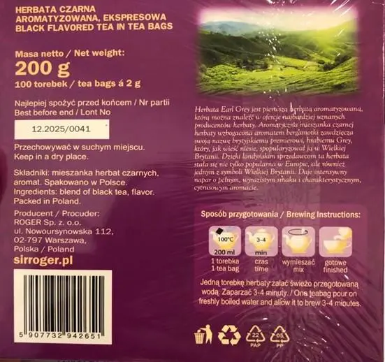 herbata wycofana z obrotu (zdjęcie etykiety z tyłu)