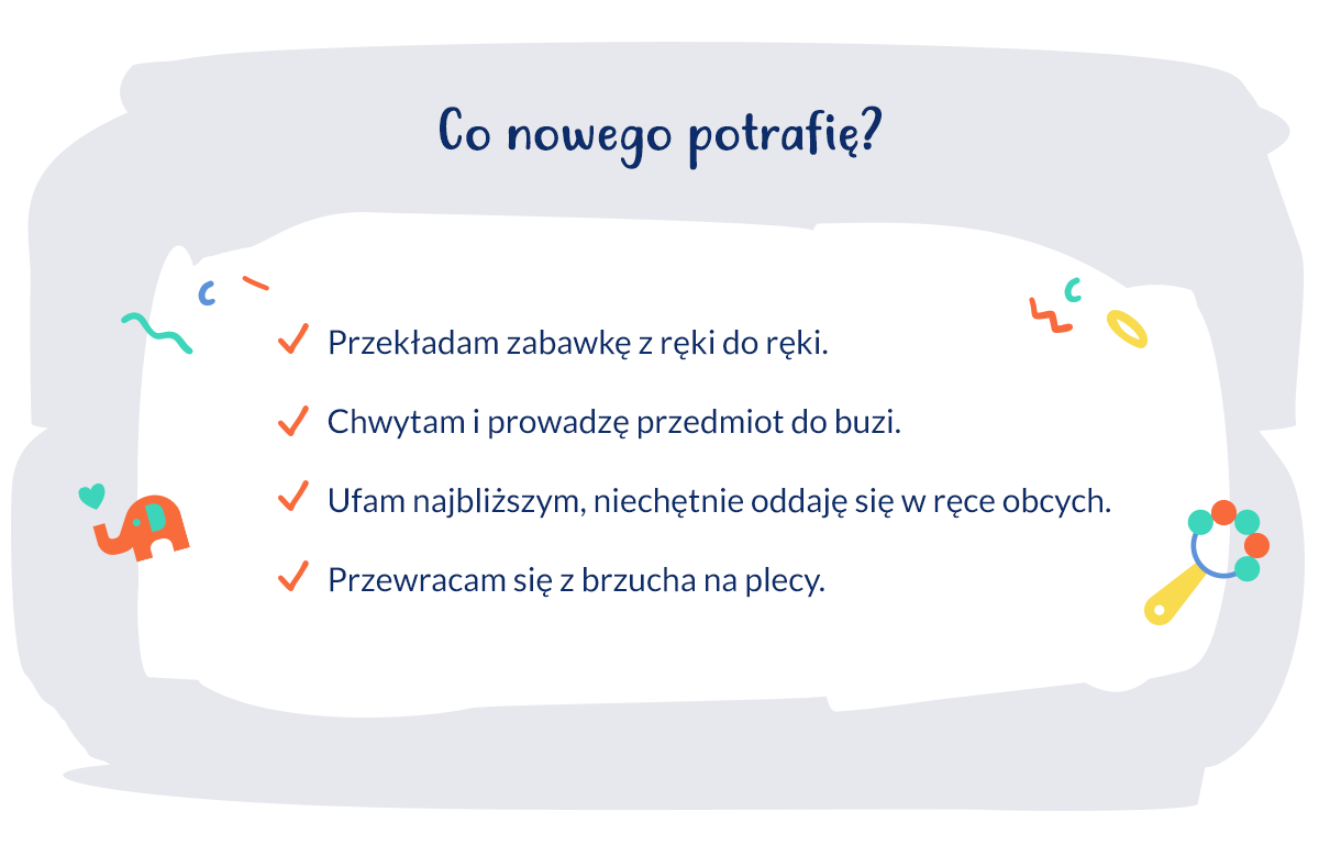 infografika rozówj 5 miesiecznego dziecka