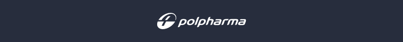 Logo Polpharma czarne tło