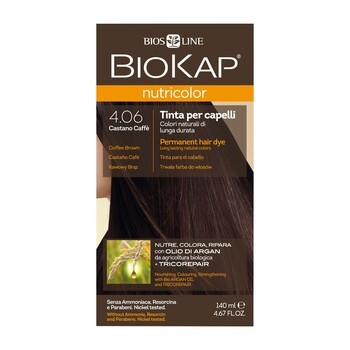 Biokap Nutricolor, farba do włosów, 4.06 kawowy brąz, 140 ml