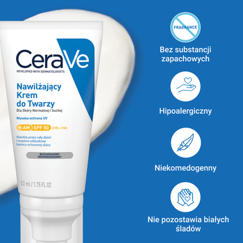 Zestaw CeraVe, żel myjący przeciw niedoskonałościom, 236 ml + nawilżający krem do twarzy SPF 50, 52 ml