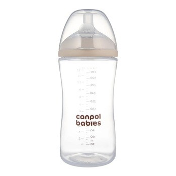 Canpol Babies Natural Shape, butelka ze smoczkiem dwustrefowym, 330 ml, średni, 1 szt.