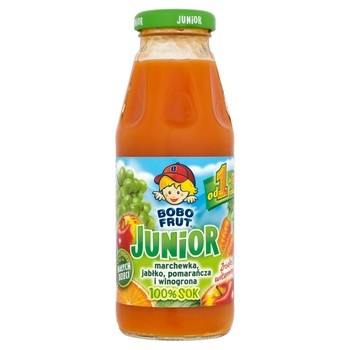 Bobo Frut junior 100%, sok marchewka, jabłko, pomarańcza i winogrona od 1 do 3 roku, 300 ml