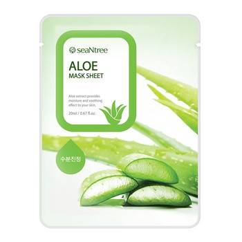 SeaNTree Aloe Mask Sheet, maseczka na bawełnianej płachcie z ekstraktem z aloesu, 20 ml