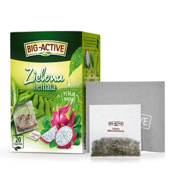 Big-Active, Zielona herbata w torebkach z pitają i miętą, 30 g (1,5 g x 20 szt.)
