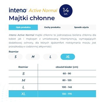 Inteno Active Normal, majtki chłonne, rozmiar XL, 10 szt.