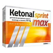 Ketonal Sprint Max, 50 mg, granulat do sporządzania roztworu doustnego, 12 saszetek