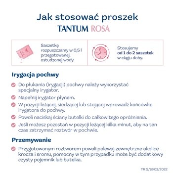Tantum Rosa, 53,2 mg/g, proszek do sporządzania roztworu dopochwowego, 10 saszetek