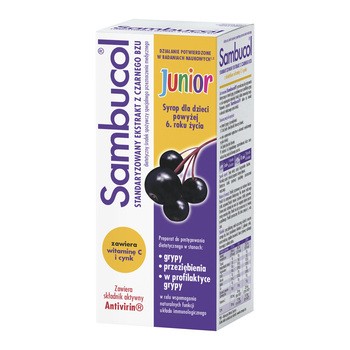 Sambucol Junior, syrop dla dzieci powyżej 6 roku życia, 120 ml