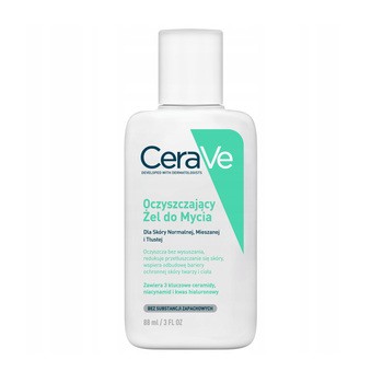CeraVe, oczyszczający żel do mycia z ceramidami dla skóry normalnej i tłustej, 88 ml