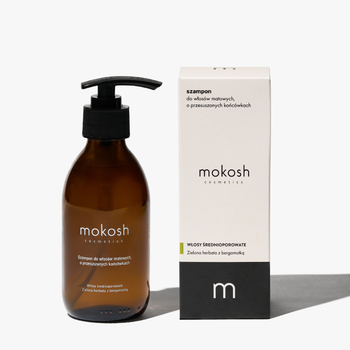 Mokosh, szampon do włosów matowych, o przesuszonych końcówkach, zielona herbata z bergamotką, 200 ml