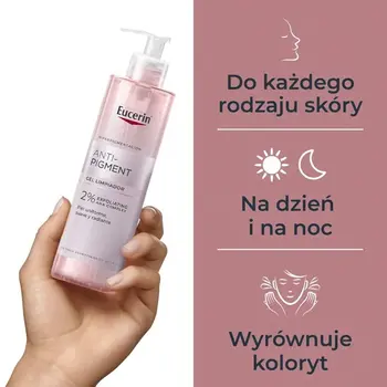 Eucerin Anti-Pigment, oczyszczający żel do mycia twarzy z 2% kompleksem kwasów AHA, 200 ml