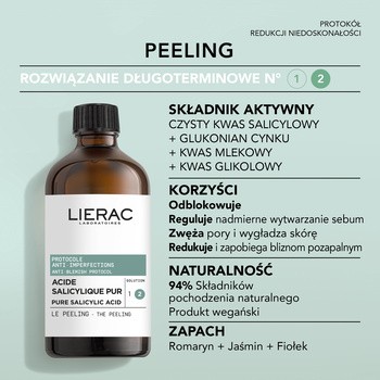 Lierac Protocols, peeling z czystym kwasem salicylowym, 100 ml
