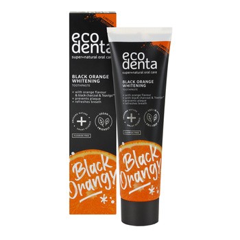 Ecodenta Black Orange, czarna wybielajaca pasta do zębów o smaku pomarańczowym, bez fluoru, 100 ml