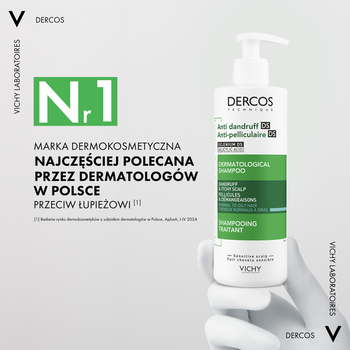 Zestaw Vichy Dercos DS, szampon przeciwłupieżowy, włosy normalne i przetłuszczające się, 390 ml + opakowanie uzupełniające, 390 ml