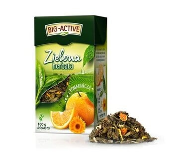 Big-Active, Zielona herbata z pomarańczą, liściasta, 100 g