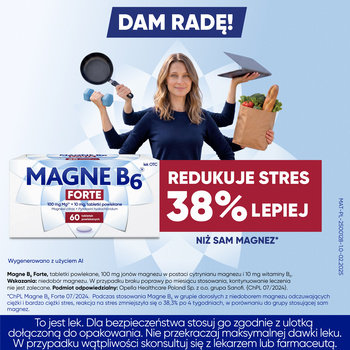 Magne B6 Forte, 100 mg+10 mg, tabletki powlekane, 60 szt.