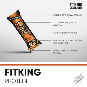 Allnutrition Fitking Protein Snack Bar, baton o smaku karmelu i orzechów, 40 g