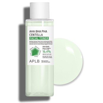 APLB AHA BHA PHA Centella Facial Toner, tonik oczyszczający do twarzy z kwasami i wąkrotą, 160 ml