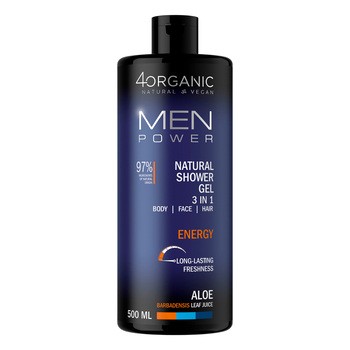 4Organic Men Power Energy, naturalny żel pod prysznic 3 w 1, 500 ml