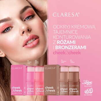 Claresa cheek2cheek, róż w sztyfcie, 01 Candy Pink, 5,5 g