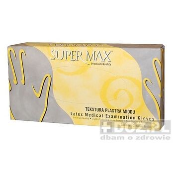 Rękawice Super-Max, Plaster miodu, lateksowe pudrowane, kolor kremowy, rozmiar S, 100 szt.