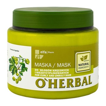O`Herbal, maska do włosów kręconych i niezdyscyplinowanych, ekstrakt z chmielu, 500 ml