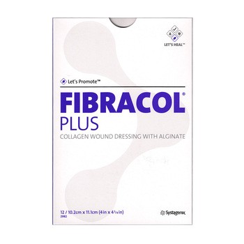 Fibracol Plus, opatrunek kolagenowy z alginianem, 10,2 cm x 11,1 cm, 1 szt. (z opakowania 12 sztuk)