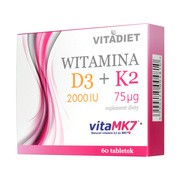 Witamina D3 2000 IU + K2, 75 µg, tabletki, 60 szt.