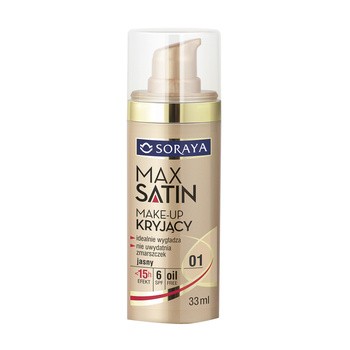 Soraya Max Satin, make-up, podkład kryjący, odcień 01 jasny, 33 ml