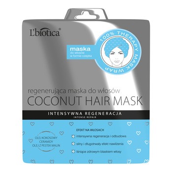 L`Biotica Coconut Hair Mask, regenerująca maska do włosów w formie czepka, 30 ml, czepek