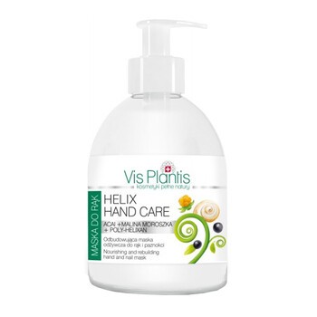 Vis Plantis Helix Hand Care, odbudowująca maska odżywcza do rąk i paznokci, acai + malina moroszka +poly-helixan, 300 ml