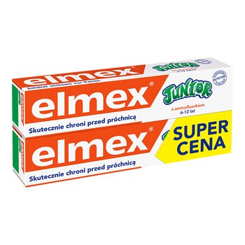 Elmex Junior, pasta do zębów z aminofluorkiem dla dzieci 6-12 lat, 75 ml x 2 opakowania